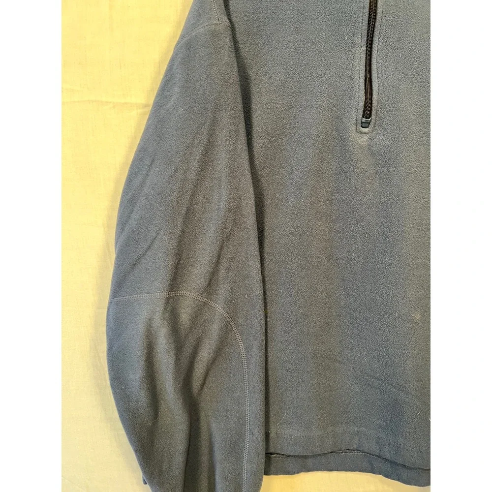 Champion Mens Quarter Zip Fleece Pullover Slate Blue Mock Neck Size L 3492